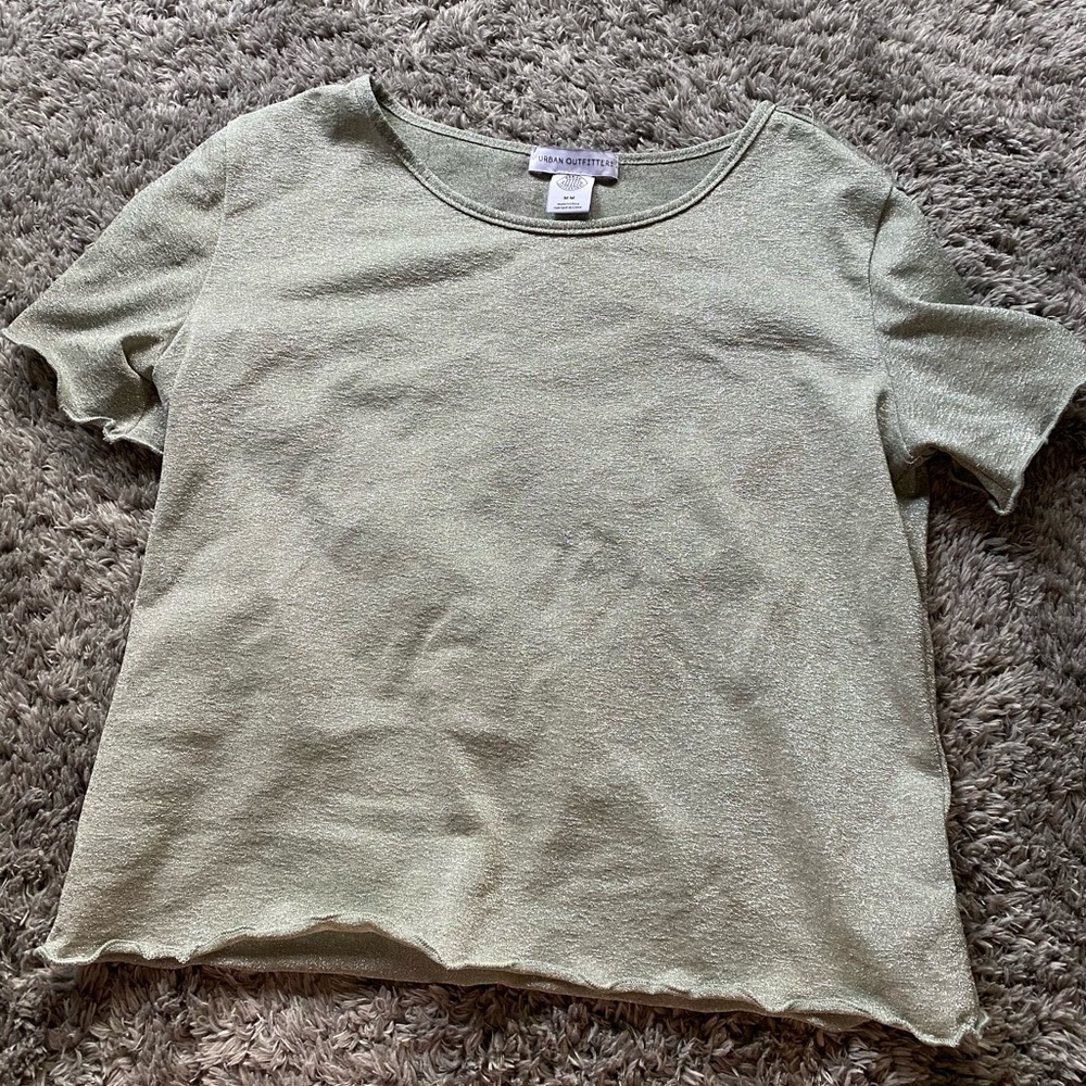 Urban outfitters cropped green sparkly shirt